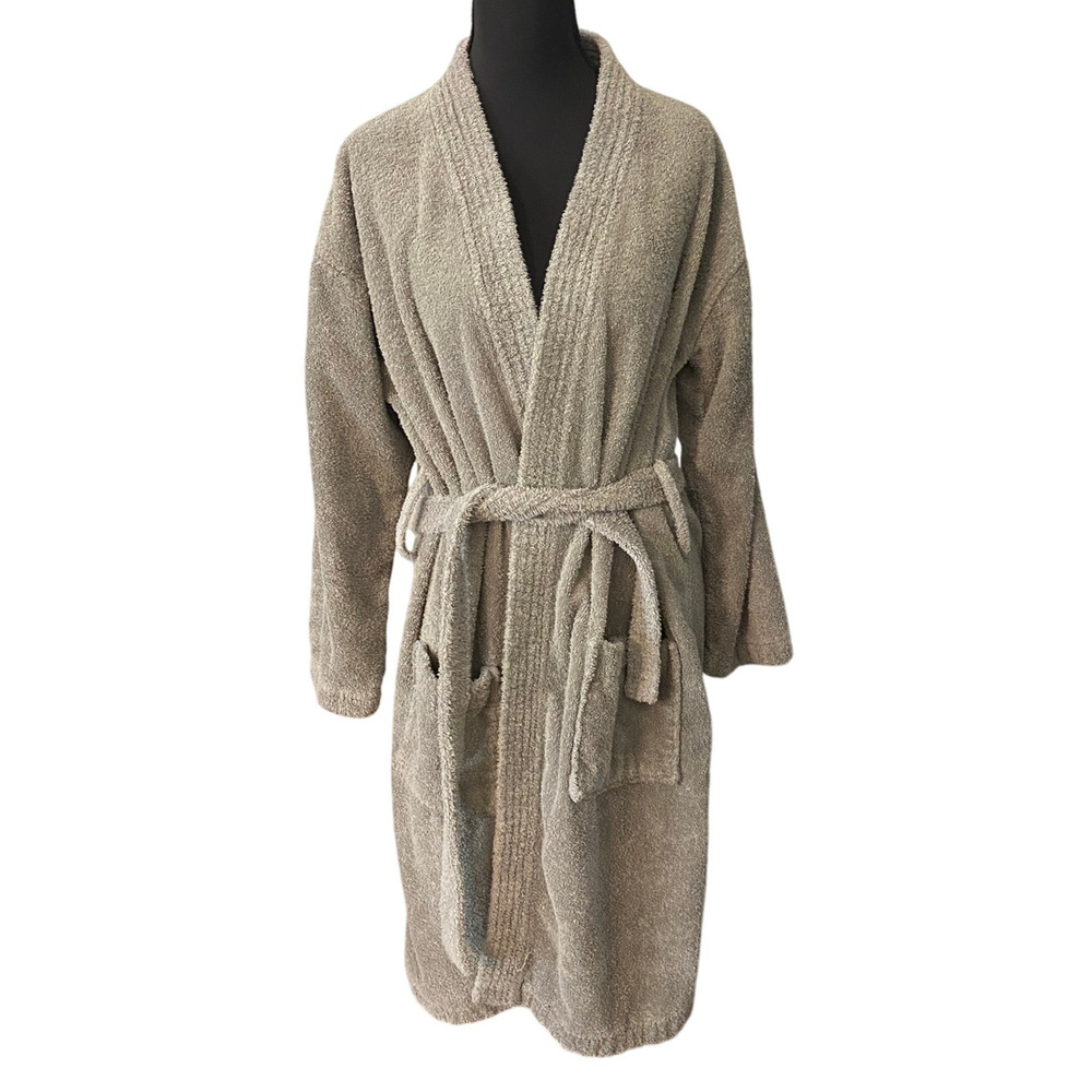 Chakir Turkish Linens 100% Cotton Terry Bath Robe Gray Medium‎ Belted Pockets